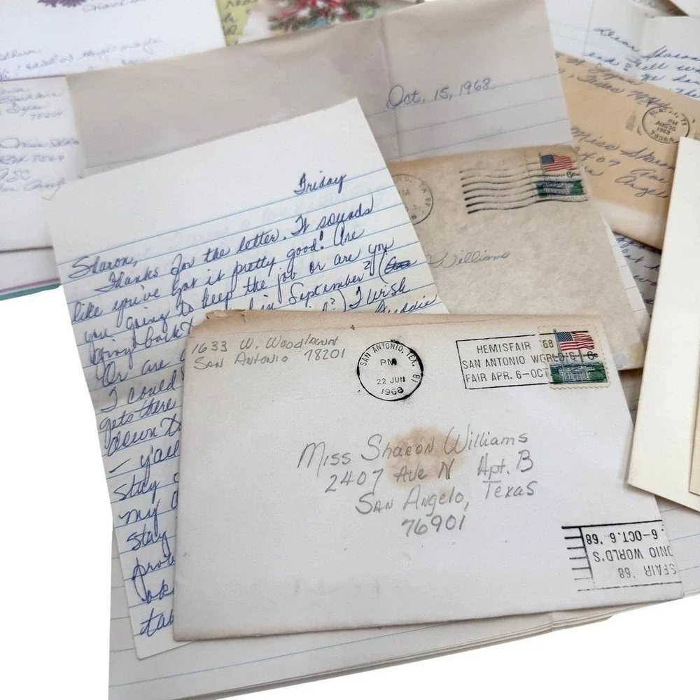 Vintage 1960s Personal Lot Ephemera Collection Handwritten Texas Postcards Cards